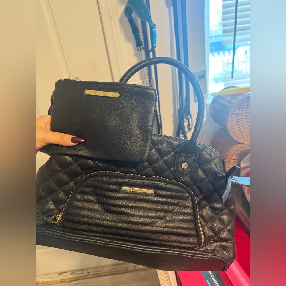 Steve Madden Quilted Black Travel Bag Set